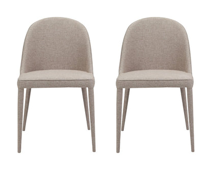 Set of Two Light Gray Fabric Dining Side Chairs
