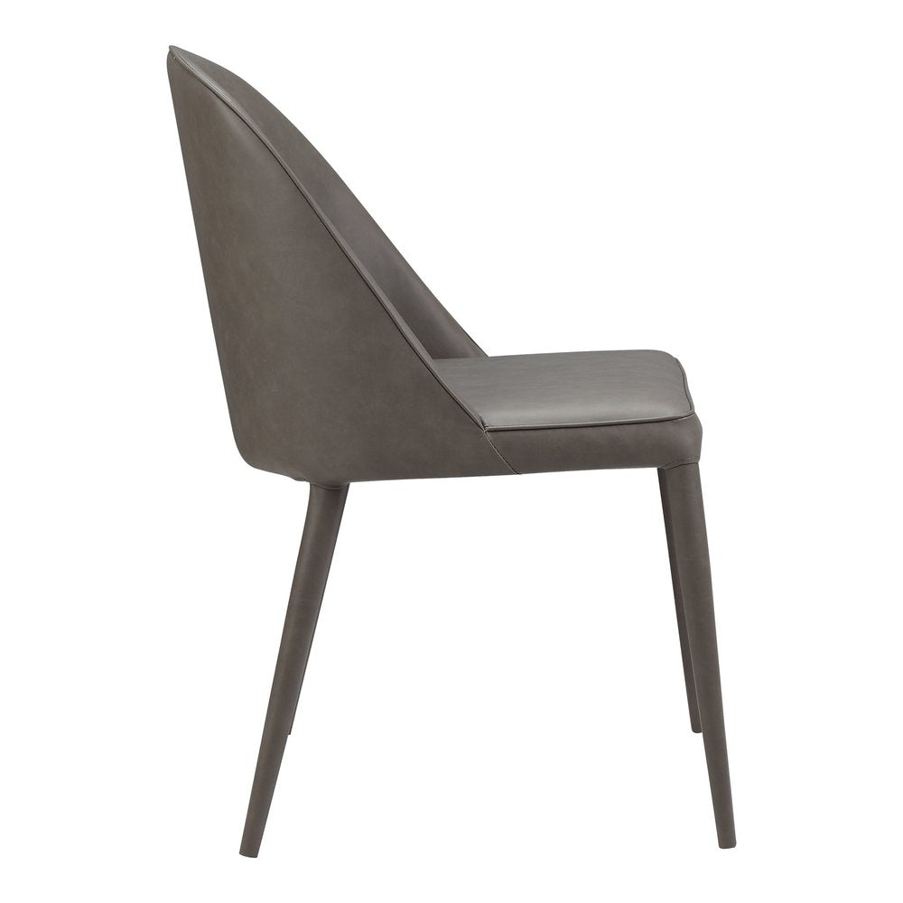 Set of Two Gray Faux Leather Dining Side Chairs