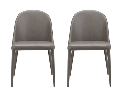 Set of Two Gray Faux Leather Dining Side Chairs