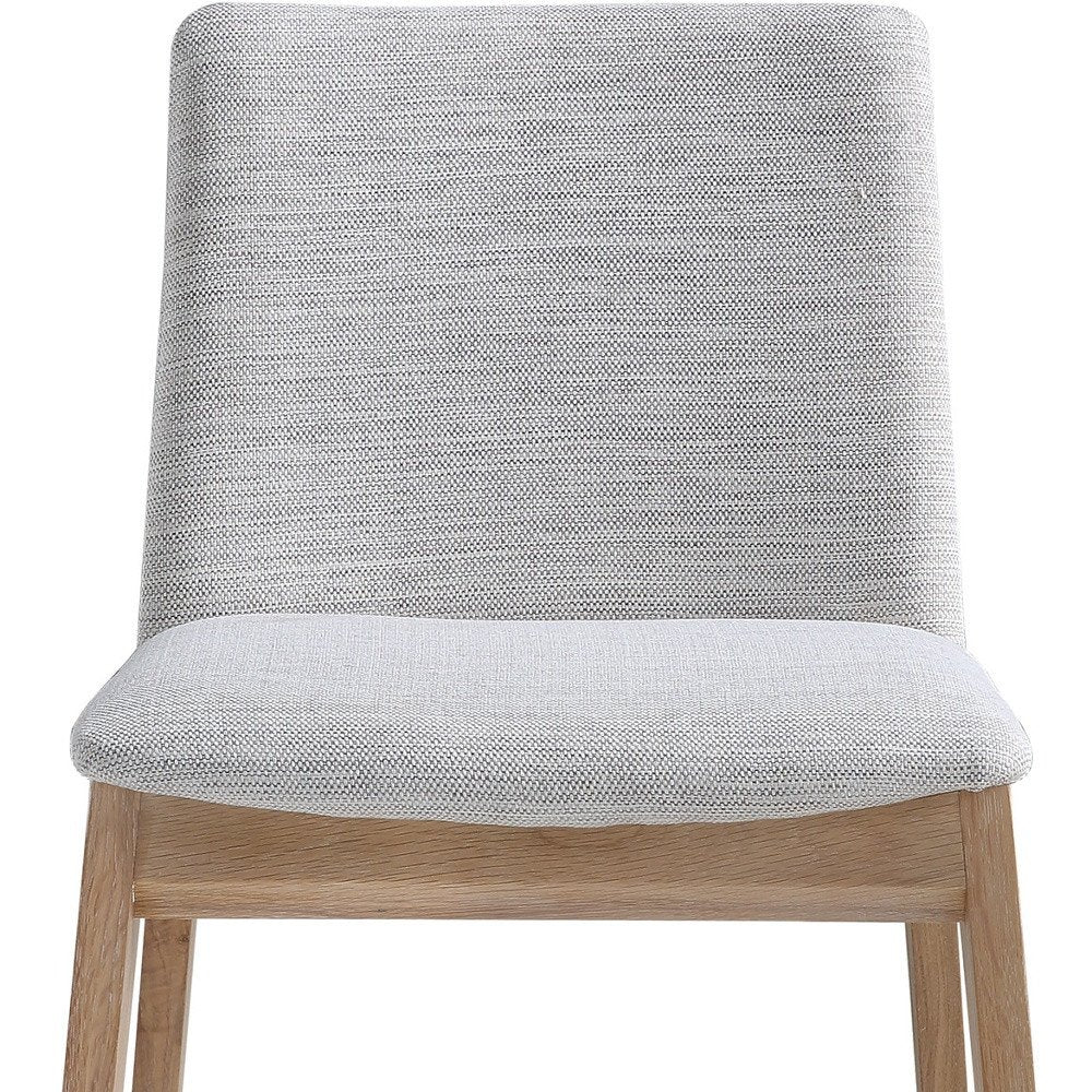 Set of Two Gray and Natural Fabric Dining Side Chairs
