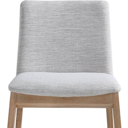 Set of Two Gray and Natural Fabric Dining Side Chairs
