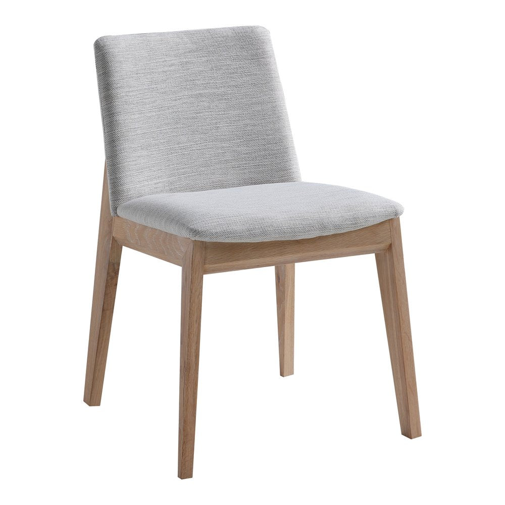 Set of Two Gray and Natural Fabric Dining Side Chairs