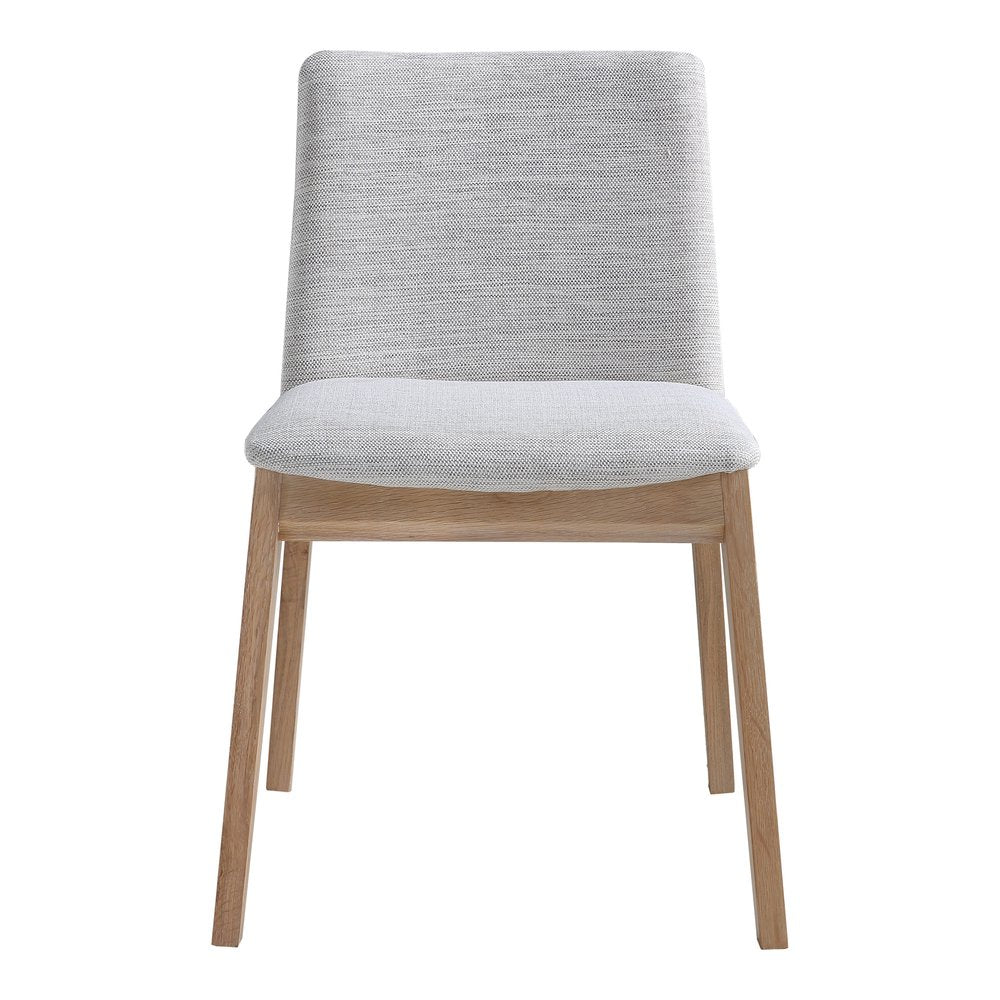 Set of Two Gray and Natural Fabric Dining Side Chairs