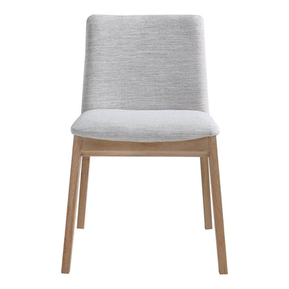 Set of Two Gray and Natural Fabric Dining Side Chairs