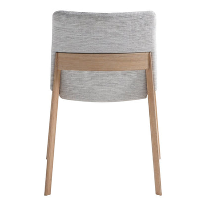 Set of Two Gray and Natural Fabric Dining Side Chairs