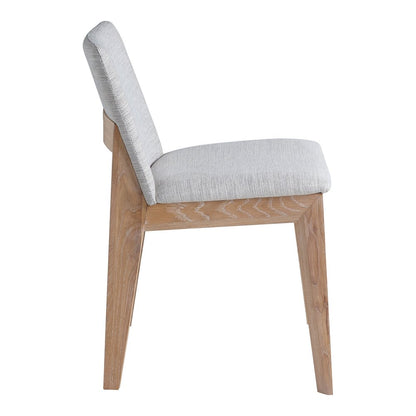 Set of Two Gray and Natural Fabric Dining Side Chairs