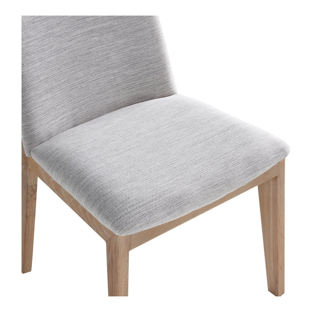 Set of Two Gray and Natural Fabric Dining Side Chairs