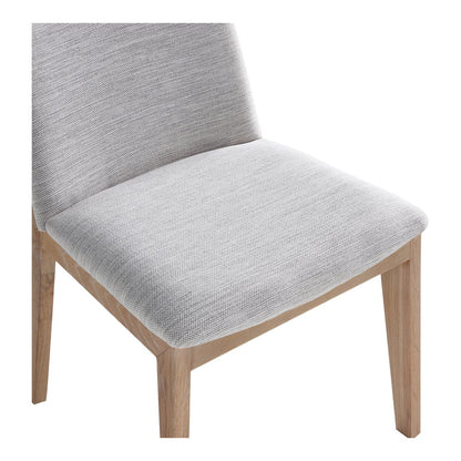 Set of Two Gray and Natural Fabric Dining Side Chairs