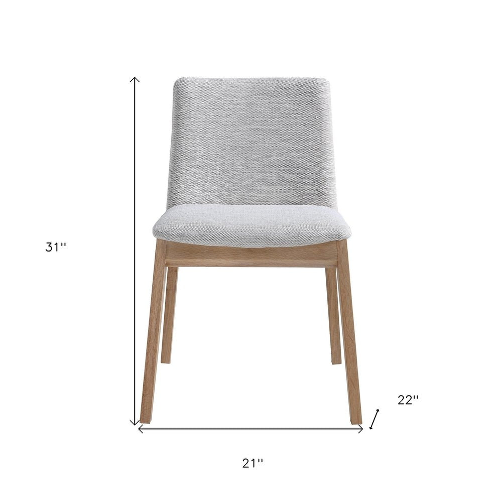 Set of Two Gray and Natural Fabric Dining Side Chairs