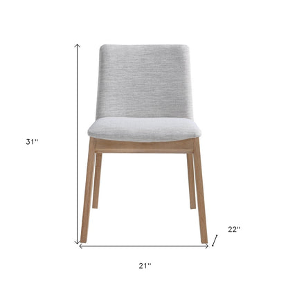 Set of Two Gray and Natural Fabric Dining Side Chairs