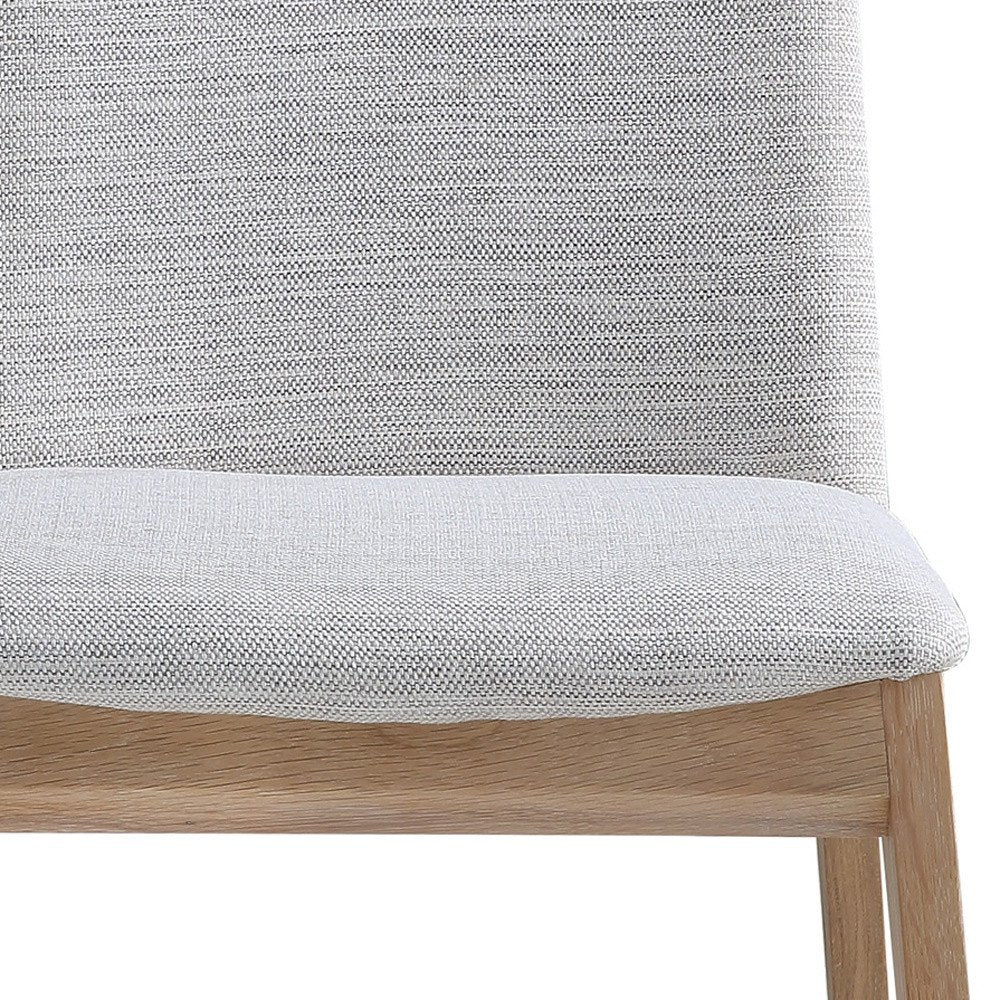 Set of Two Gray and Natural Fabric Dining Side Chairs