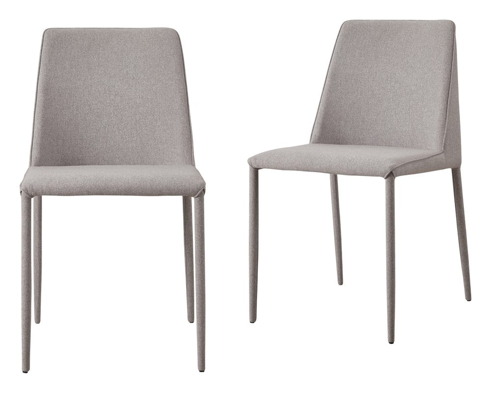 Set of Two Light Gray Fabric Dining Side Chairs