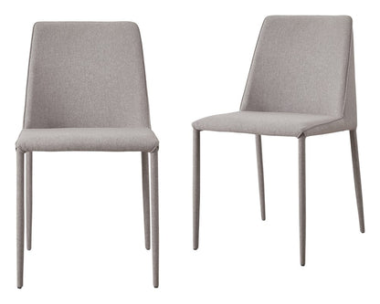 Set of Two Light Gray Fabric Dining Side Chairs