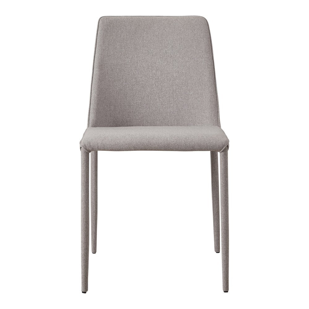 Set of Two Light Gray Fabric Dining Side Chairs