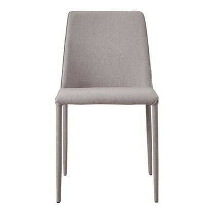 Set of Two Light Gray Fabric Dining Side Chairs