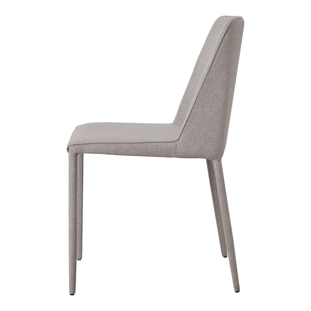 Set of Two Light Gray Fabric Dining Side Chairs