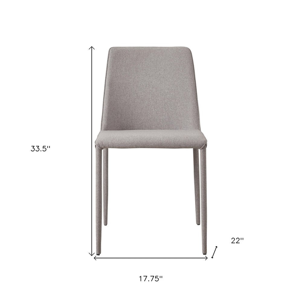 Set of Two Light Gray Fabric Dining Side Chairs