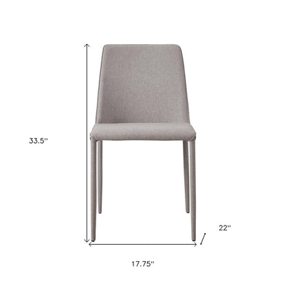 Set of Two Light Gray Fabric Dining Side Chairs