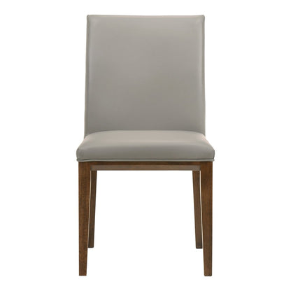 Set of Two Gray and Brown Leather Dining Side Chairs