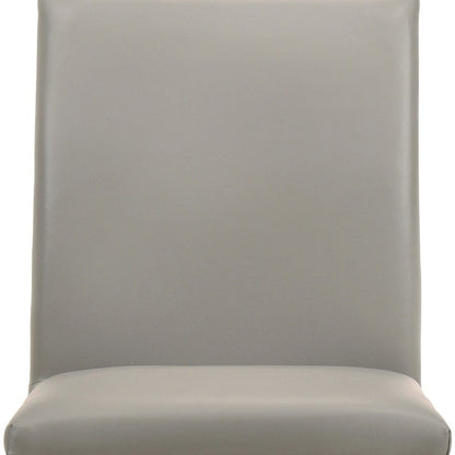 Set of Two Gray and Brown Leather Dining Side Chairs