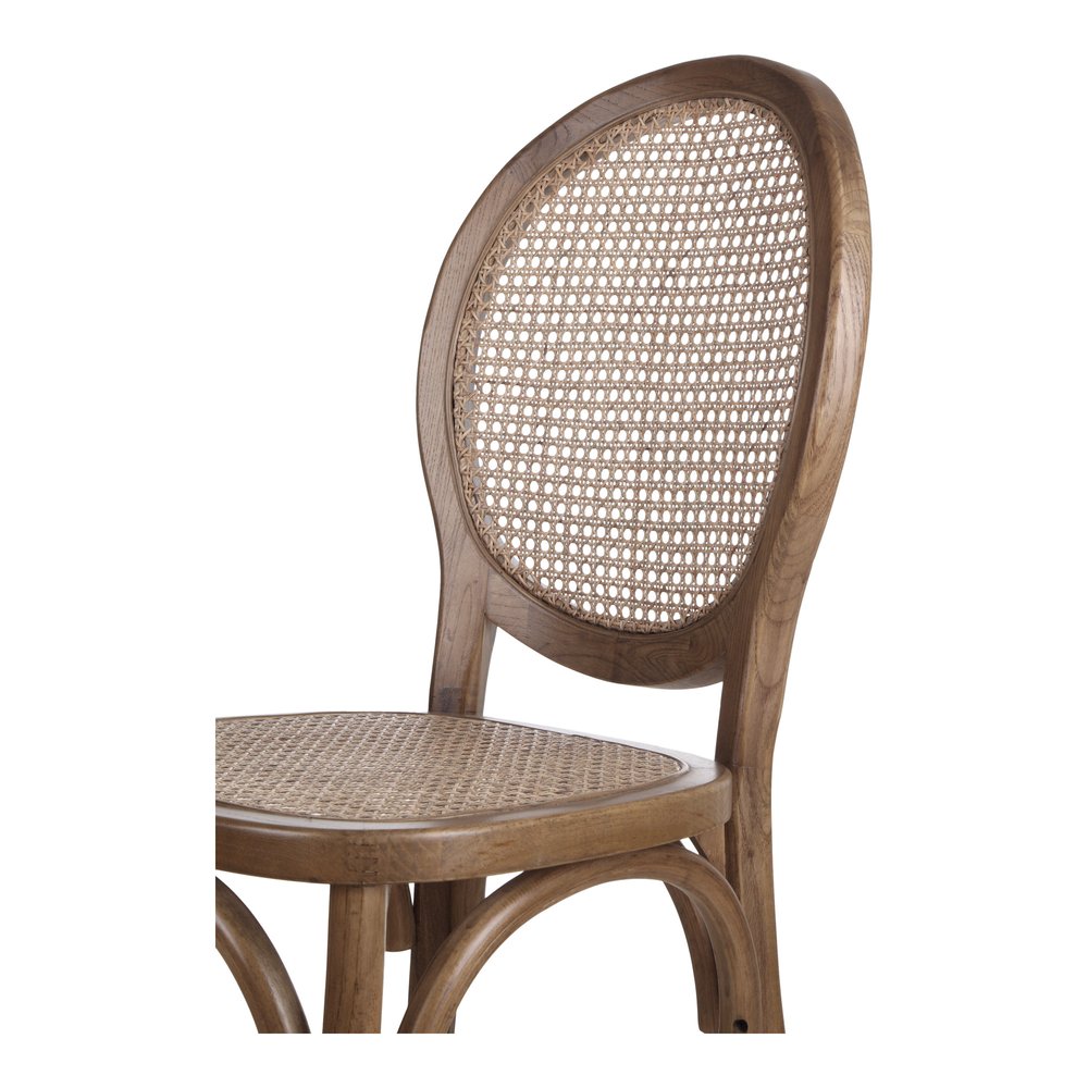 Set of Two Brown Solid Wood and Rattan King Louis Back Dining Arm Chairs