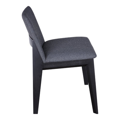 Set of Two Charcoal and Black Fabric Dining Side Chairs
