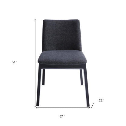 Set of Two Charcoal and Black Fabric Dining Side Chairs