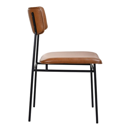 Brown and Black Leather Open Back Dining Side Chair