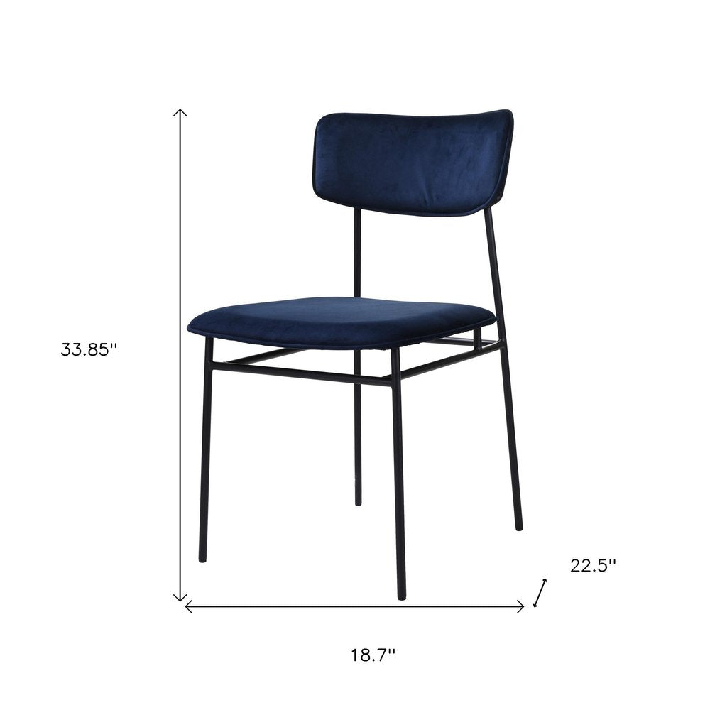 Blue and Black Velvet Open Back Dining Side Chair