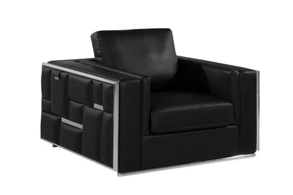 47" White And Gold Top Grain Leather Club Chair