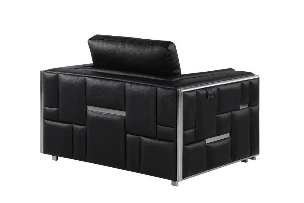 47" White And Gold Top Grain Leather Club Chair
