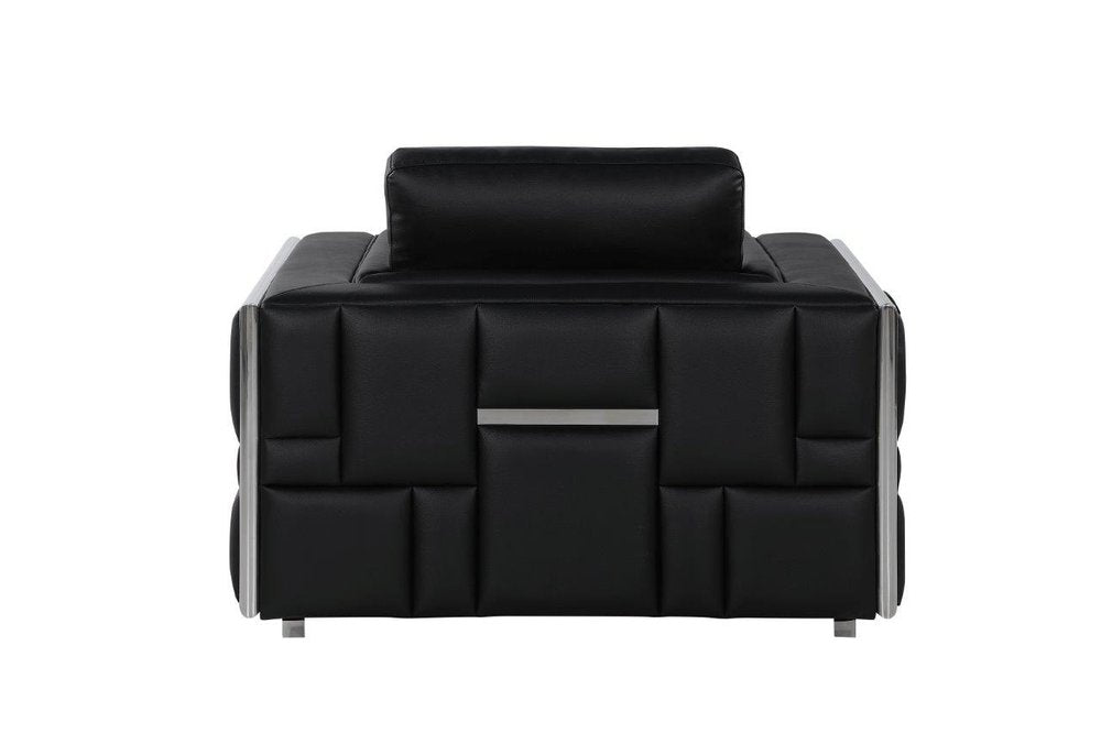 47" White And Gold Top Grain Leather Club Chair
