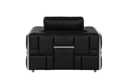 47" White And Gold Top Grain Leather Club Chair