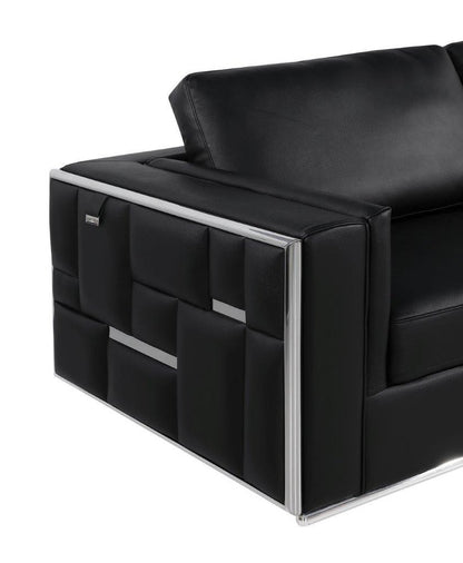47" White And Gold Top Grain Leather Club Chair