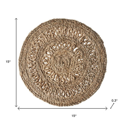15" Set of Two Natural Braided Jute Round Placemats