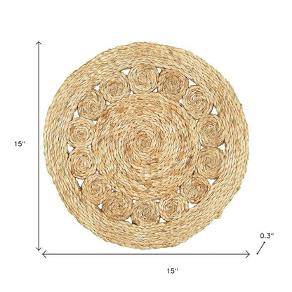 15" Set of Two Natural Braided Jute Round Placemats