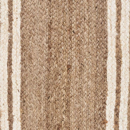 80" Natural And Cream Geometric Bordered Jute Table Runner