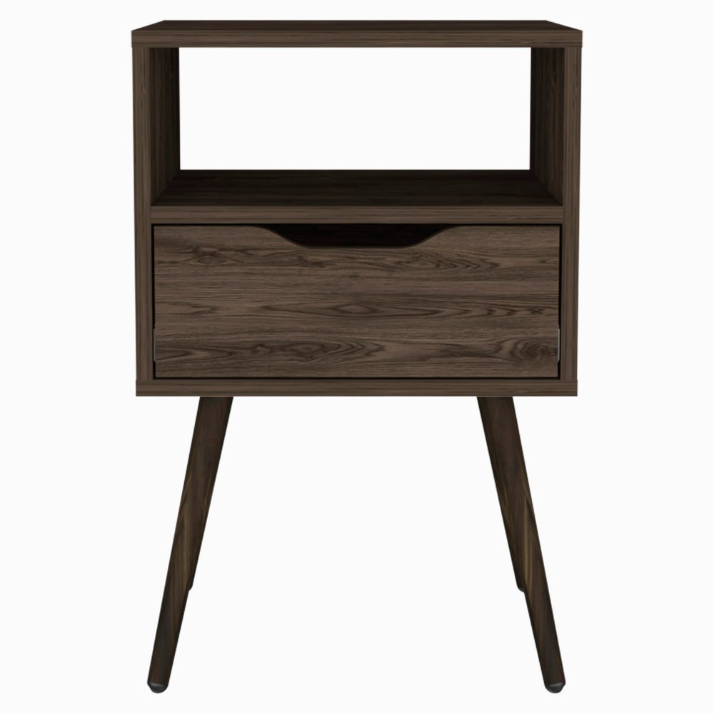 25" Brown Wood One Drawer Nightstand