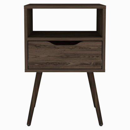 25" Brown Wood One Drawer Nightstand