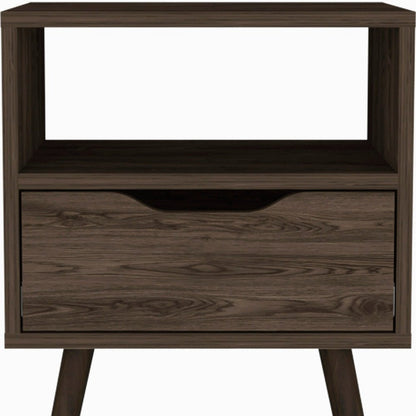25" Brown Wood One Drawer Nightstand