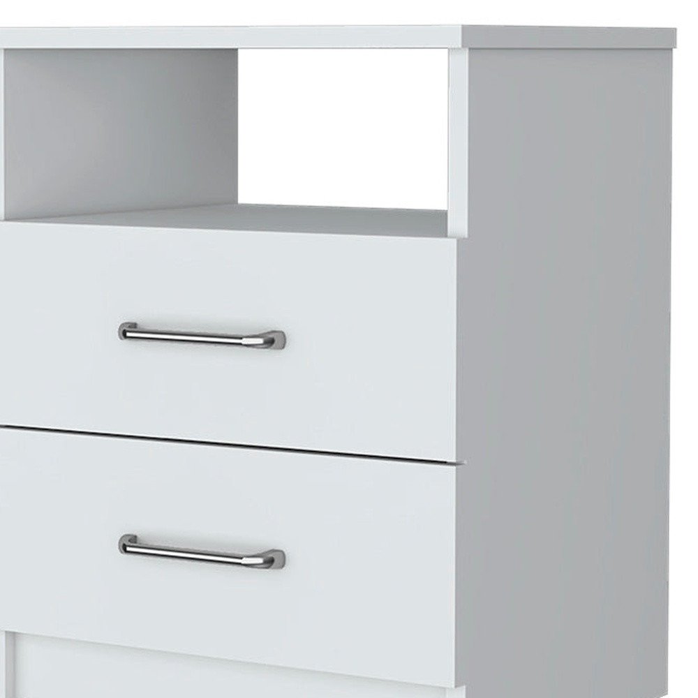 20" White Wood Two Drawer Nightstand