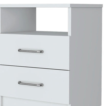 20" White Wood Two Drawer Nightstand