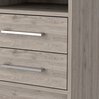 20" Light Gray Wood Two Drawer Nightstand