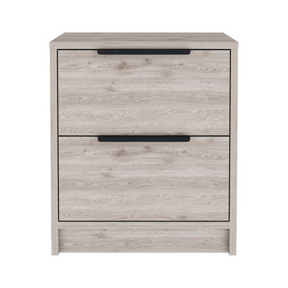 19" Light Gray Wood Two Drawer Nightstand