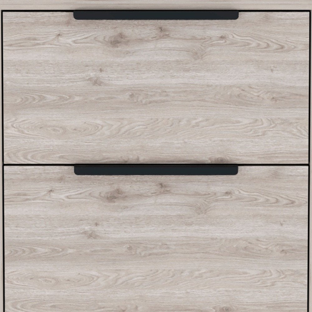 19" Light Gray Wood Two Drawer Nightstand