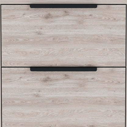 19" Light Gray Wood Two Drawer Nightstand