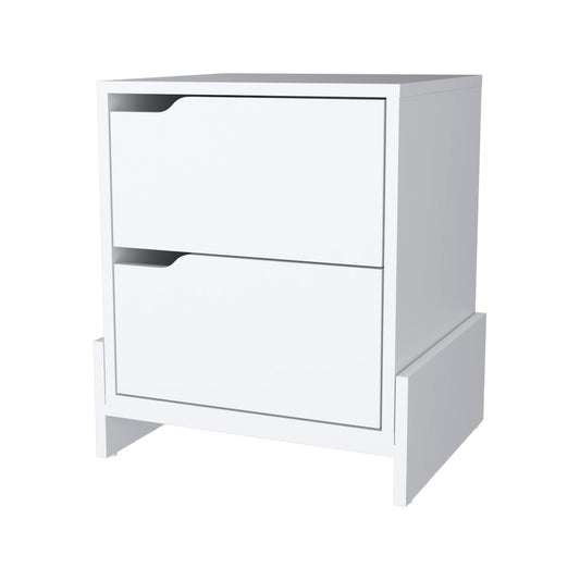 20" White Wood Two Drawer Nightstand