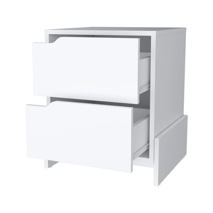 20" White Wood Two Drawer Nightstand