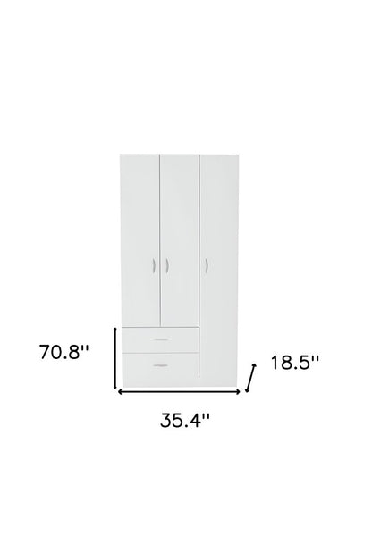 71" White Three Door Two Drawer Combo Dresser