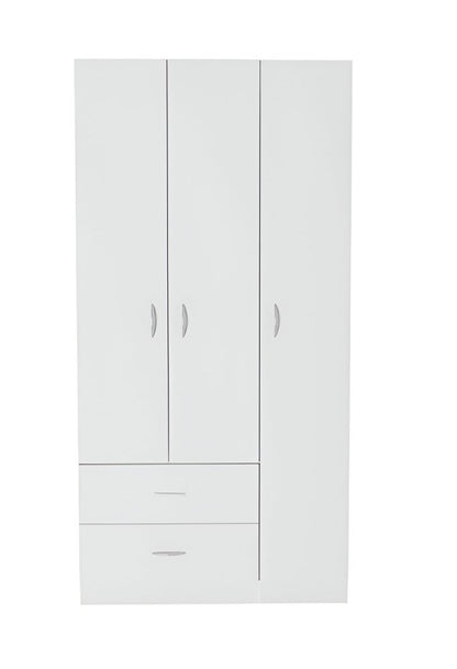 71" White Three Door Two Drawer Combo Dresser